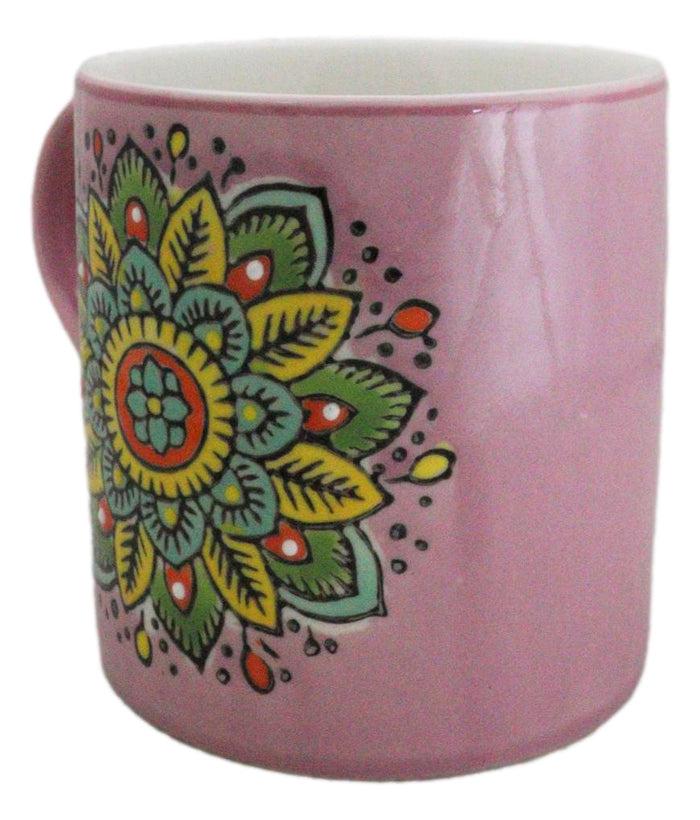 Ebros Gift Purple Sahasrara Crown Chakra Zen Flower Of Life Mandala Circle Ceramic Mug Cup