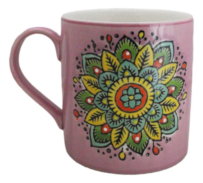 ebros gift Purple Sahasrara Crown Chakra Zen Flower Of Life Mandala Circle Ceramic Mug Cup