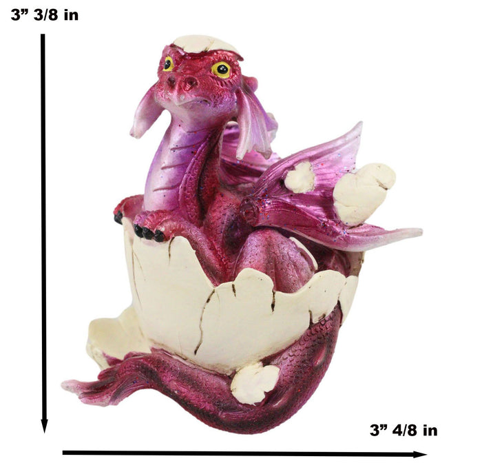 Ebros Gift Puzzled Red Dragon Baby In Egg Figurine 3.25"H Dragon Hatchling Fossil Egg Decor