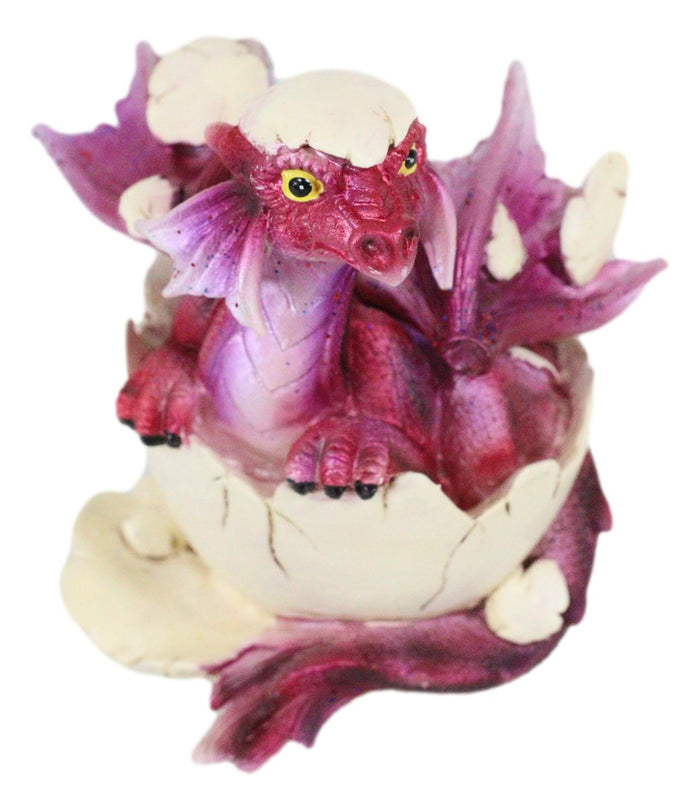 Ebros Gift Puzzled Red Dragon Baby In Egg Figurine 3.25"H Dragon Hatchling Fossil Egg Decor