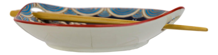 Ebros Gift Rabbits By Black Moon Small Appetizer Coupe Plate Flat Bowl With Chopsticks Set
