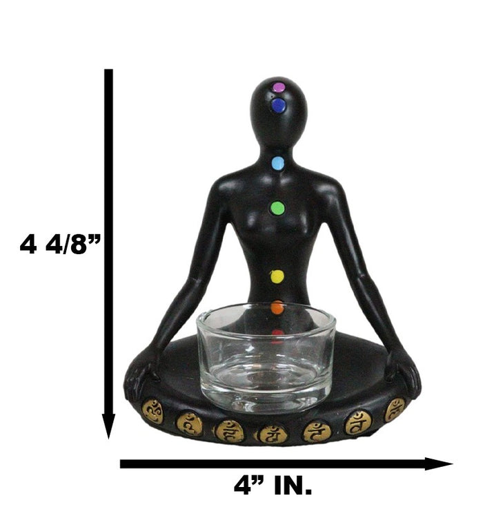 Ebros Gift Rainbow 7 Chakra Zones Yoga Avatar Meditating Votive Candle Holder Figurine