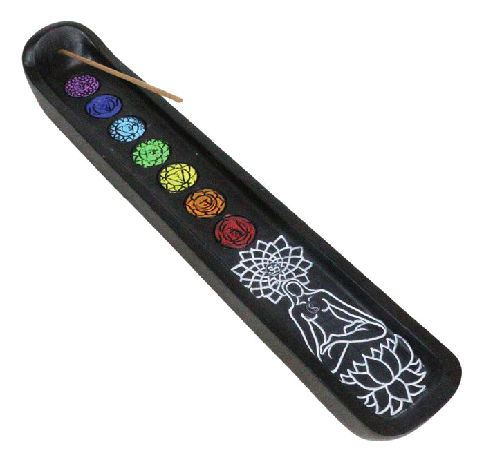 ebros gift Rainbow 7 Chakras Mandala Spiral Goddess Yoga Meditation Incense Burner Figurine