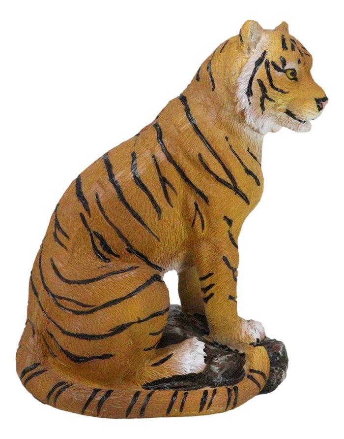 Ebros Gift Rainforest Jungle Apex Predator Orange Bengal Tiger Sitting On Rock Figurine
