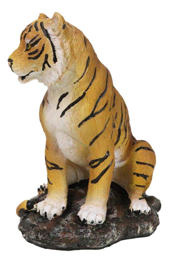 Ebros Gift Rainforest Jungle Apex Predator Orange Bengal Tiger Sitting On Rock Figurine