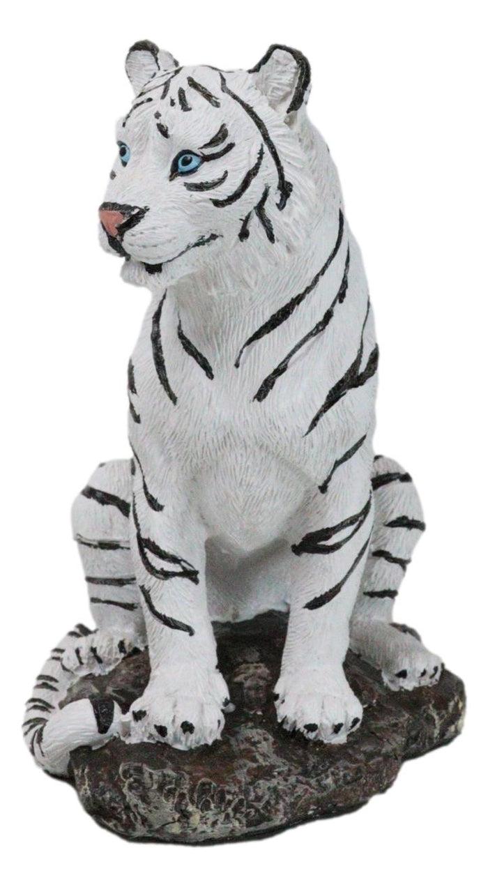 Ebros Gift Rainforest Jungle Apex Predator White Bengal Tiger Sitting On Rock Figurine