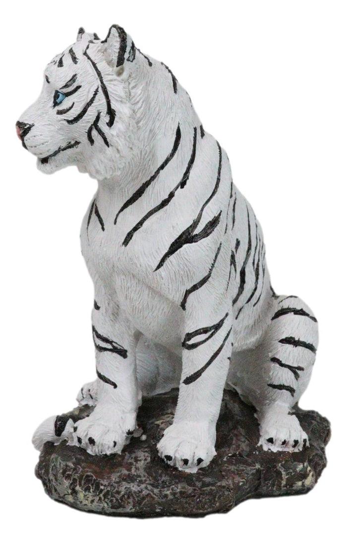 Ebros Gift Rainforest Jungle Apex Predator White Bengal Tiger Sitting On Rock Figurine