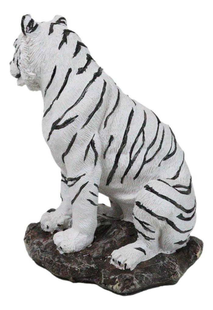 Ebros Gift Rainforest Jungle Apex Predator White Bengal Tiger Sitting On Rock Figurine