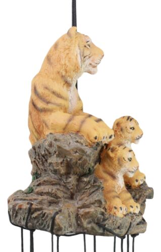Ebros Gift Raja Bengal Tiger With Cubs Family Resonant Relaxing Wind Chime Garden Patio
