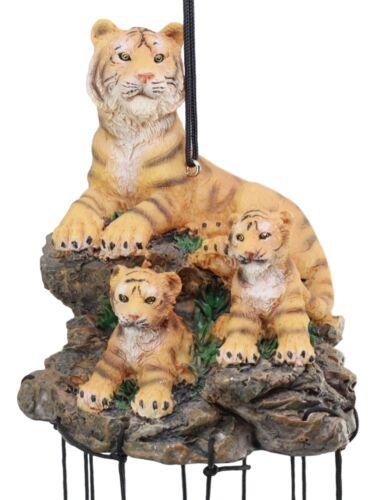 Ebros Gift Raja Bengal Tiger With Cubs Family Resonant Relaxing Wind Chime Garden Patio