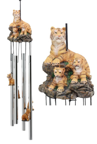 ebros gift Raja Bengal Tiger With Cubs Family Resonant Relaxing Wind Chime Garden Patio