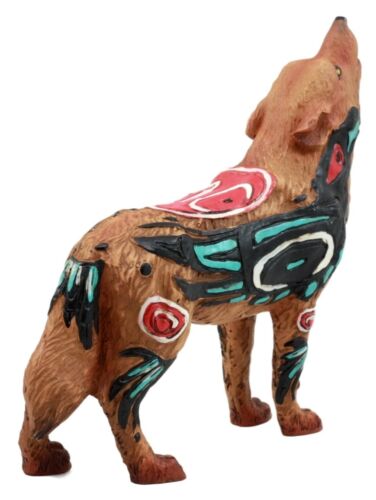 Ebros Gift Raven Crow Scavenger Native Tribal Howling Wolf Totem Spirit Figurine 6.25"L