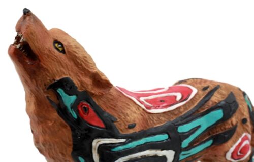 Ebros Gift Raven Crow Scavenger Native Tribal Howling Wolf Totem Spirit Figurine 6.25"L