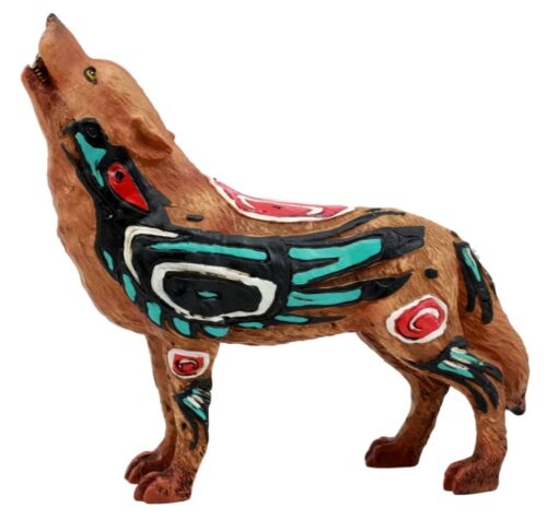 ebros gift Raven Crow Scavenger Native Tribal Howling Wolf Totem Spirit Figurine 6.25"L