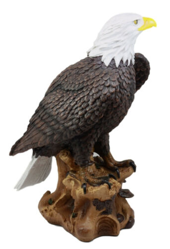 Ebros Gift Realistic American Pride Bald Eagle Bird Perching On Tree Branch Statue 8.75"H
