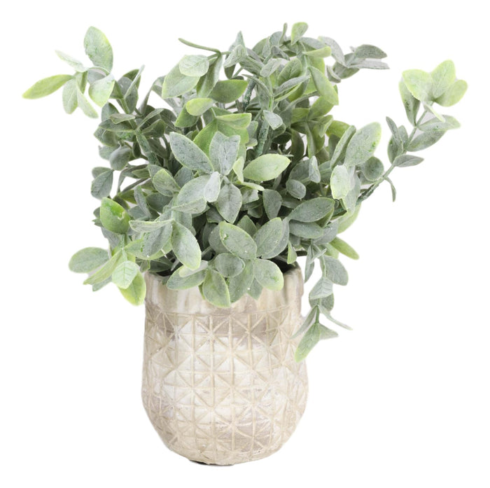 Ebros Gift Realistic Artificial Botanica Sage Bush Faux Plant Fern In Patterned Pot 10"H