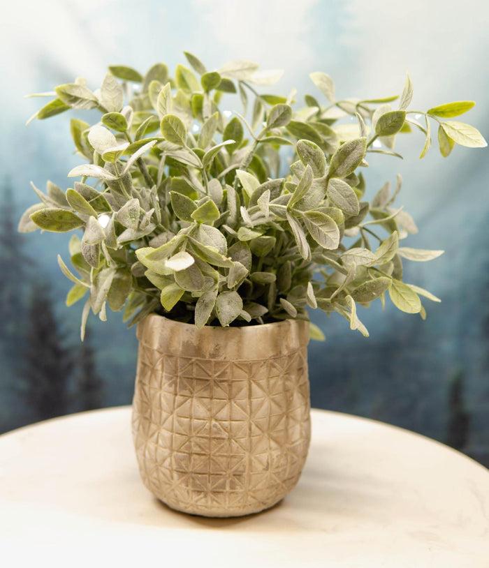 ebros gift Realistic Artificial Botanica Sage Bush Faux Plant Fern In Patterned Pot 10"H