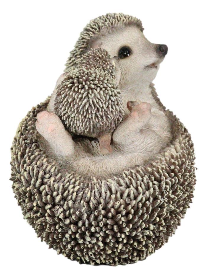 Ebros Gift Realistic Cuddle Time Baby Hedgehog With Mother Lying On Its Back Figurine