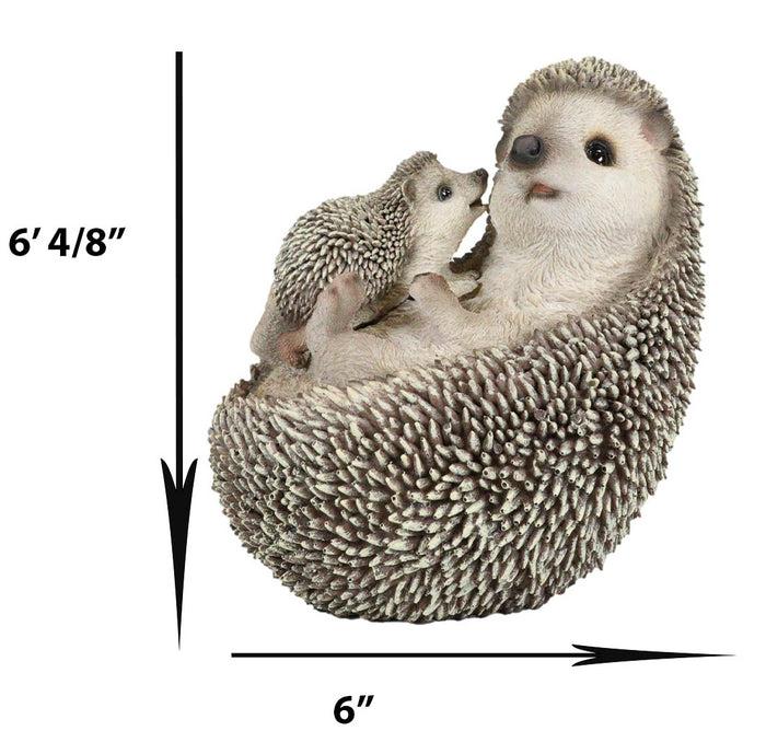 Ebros Gift Realistic Cuddle Time Baby Hedgehog With Mother Lying On Its Back Figurine