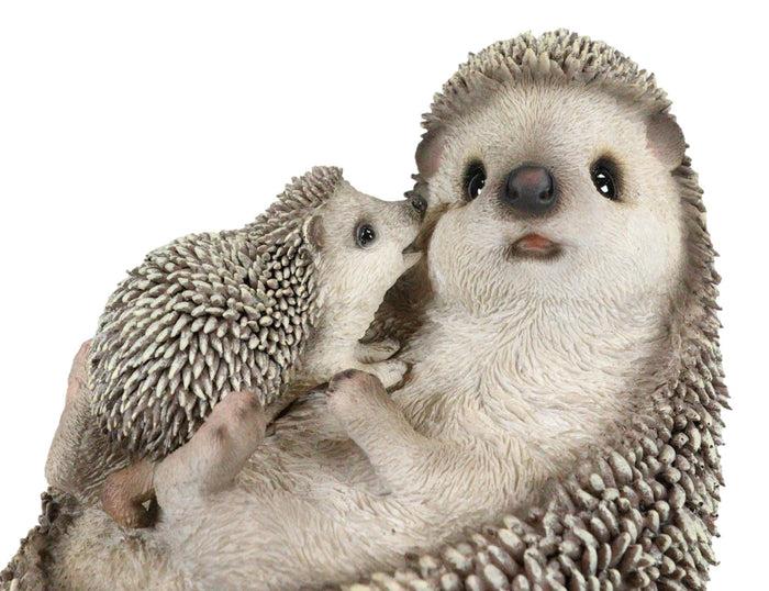 Ebros Gift Realistic Cuddle Time Baby Hedgehog With Mother Lying On Its Back Figurine