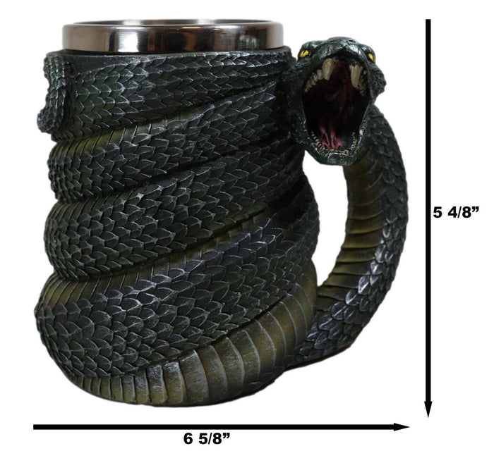 Ebros Gift Realistic Ferocious Slithering Serpent Snake With Venomous Fangs Coffee Mug Cup