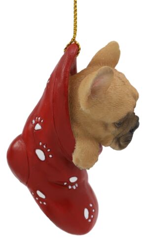Ebros Gift Realistic Frenchie French Bulldog In The Sock Small Hanging Ornament Figurine