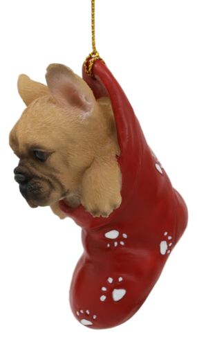 Ebros Gift Realistic Frenchie French Bulldog In The Sock Small Hanging Ornament Figurine