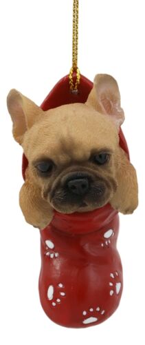 ebros gift Realistic Frenchie French Bulldog In The Sock Small Hanging Ornament Figurine