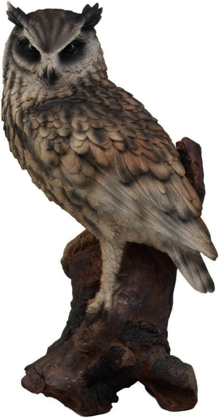 Ebros Gift Realistic Nature Wildlife Eurasian Eagle Owl Perching On Tree Statue 14.25"Tall