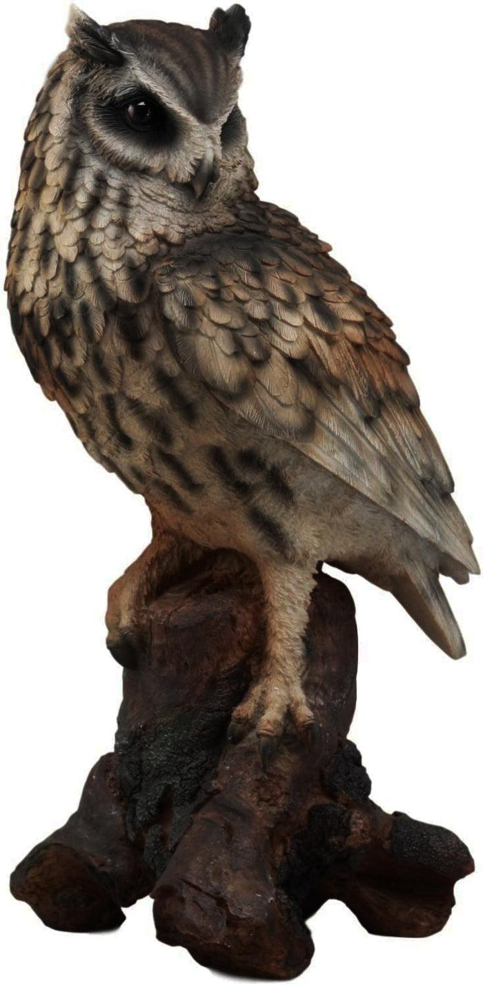 Ebros Gift Realistic Nature Wildlife Eurasian Eagle Owl Perching On Tree Statue 14.25"Tall