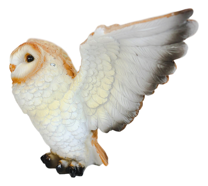 Ebros Gift Realistic Woodlands Wildlife Common Barn Owl Bird Spreading Its Wings Statue 8"W