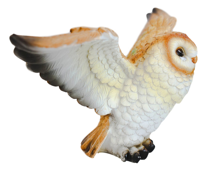 Ebros Gift Realistic Woodlands Wildlife Common Barn Owl Bird Spreading Its Wings Statue 8"W