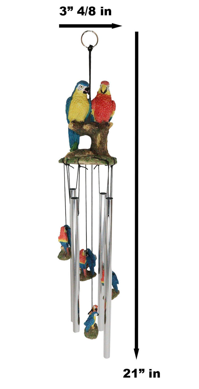 Ebros Gift Red And Blue Scarlet Macaw Parrots Couple Resonant Relaxing Wind Chime Patio