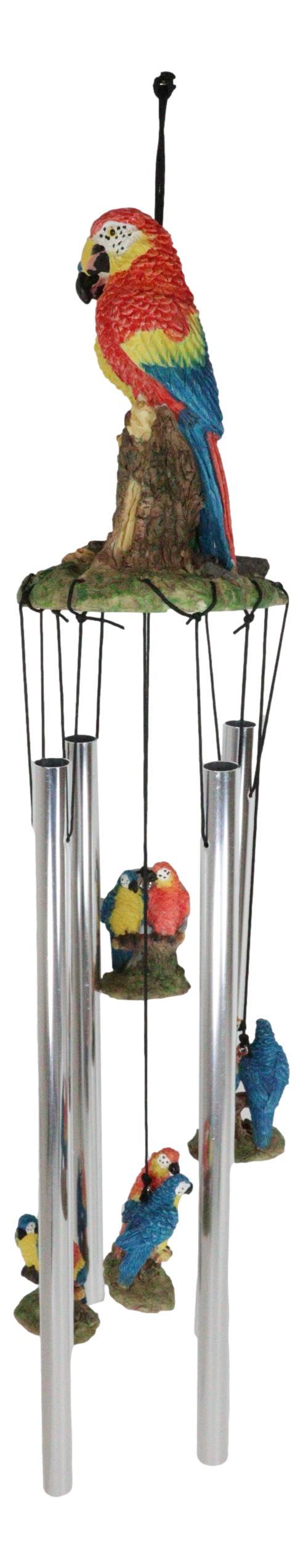 Ebros Gift Red And Blue Scarlet Macaw Parrots Couple Resonant Relaxing Wind Chime Patio