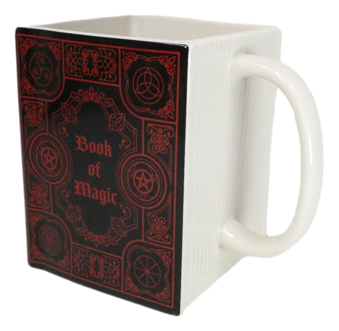 Ebros Gift Red Book Of Magic Witchcraft New Age Arcane Arts Ceramic Boxy Square Shaped Mug