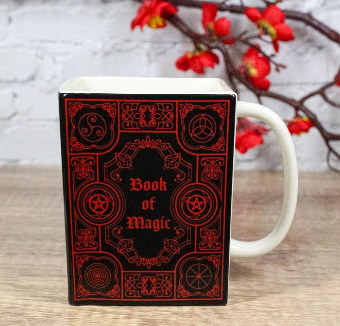 ebros gift Red Book Of Magic Witchcraft New Age Arcane Arts Ceramic Boxy Square Shaped Mug