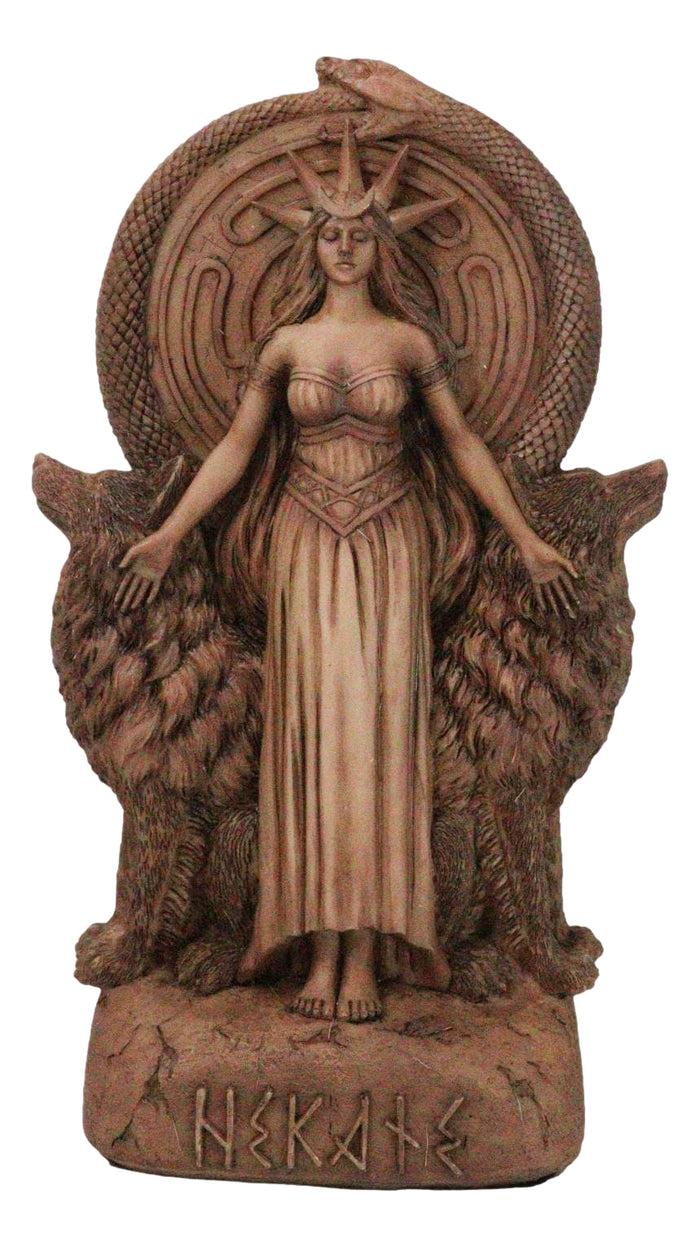 ebros gift Red Clay Finish Pagan Wicca Deity Hecate With She Dogs Triple Goddess Figurine