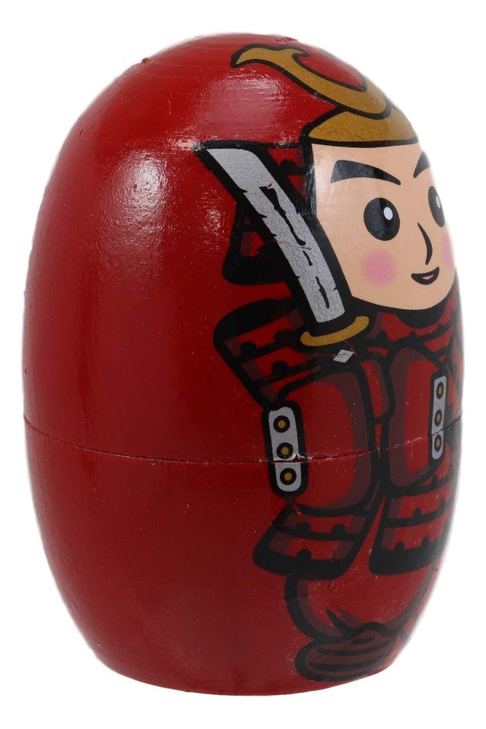 Ebros Gift Red Japanese Samurai Wooden Stacking Matryoshka Nesting Dolls 5 Piece Set Toy