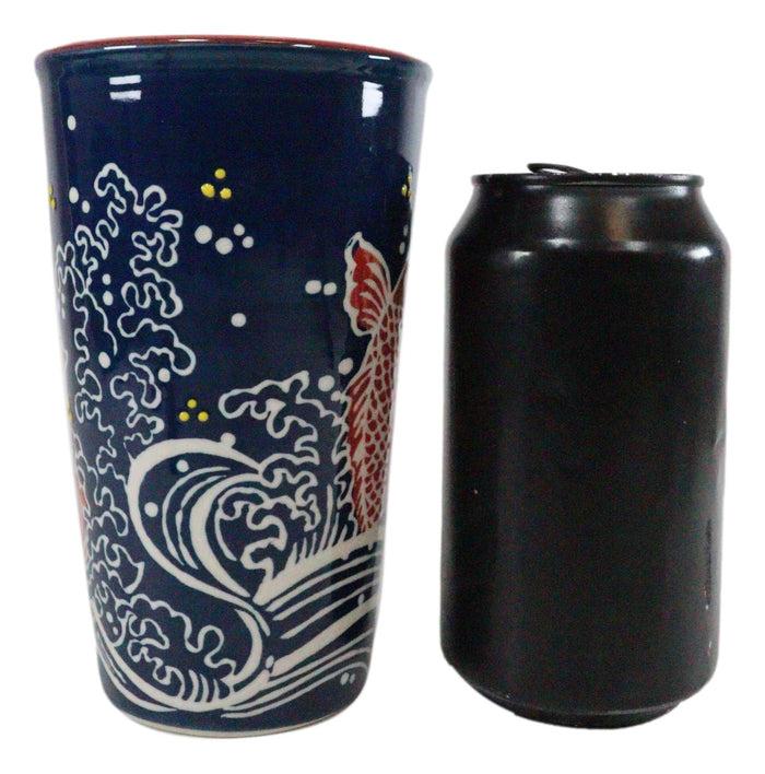 Ebros Gift Red Koi Fish In River Waters Ceramic Travel Mug Cup 12oz With Lid Hot Or Cold