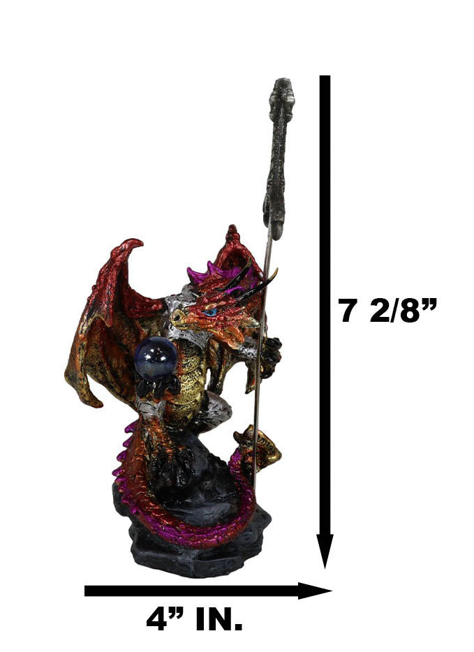Ebros Gift Red Metallic Fire Knight Dragon With Orb And Gothic Sword Letter Opener Figurine