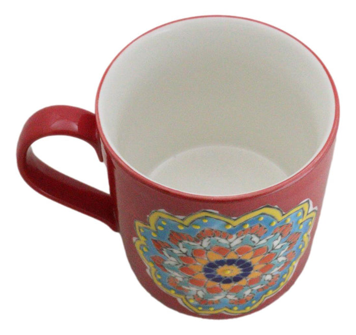 Ebros Gift Red Muladhara Root Chakra Zen Flower Of Life Mandala Circle Ceramic Mug Cup