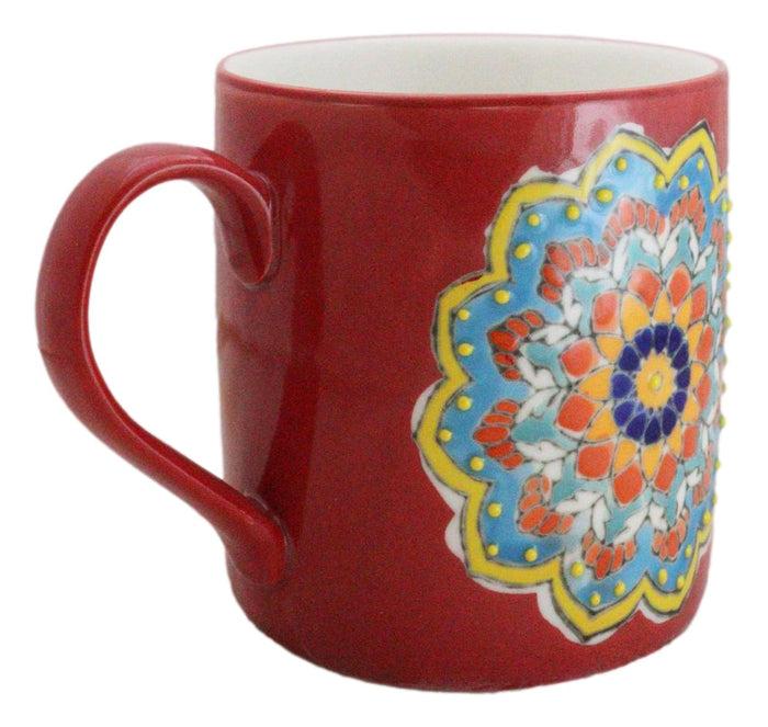 Ebros Gift Red Muladhara Root Chakra Zen Flower Of Life Mandala Circle Ceramic Mug Cup