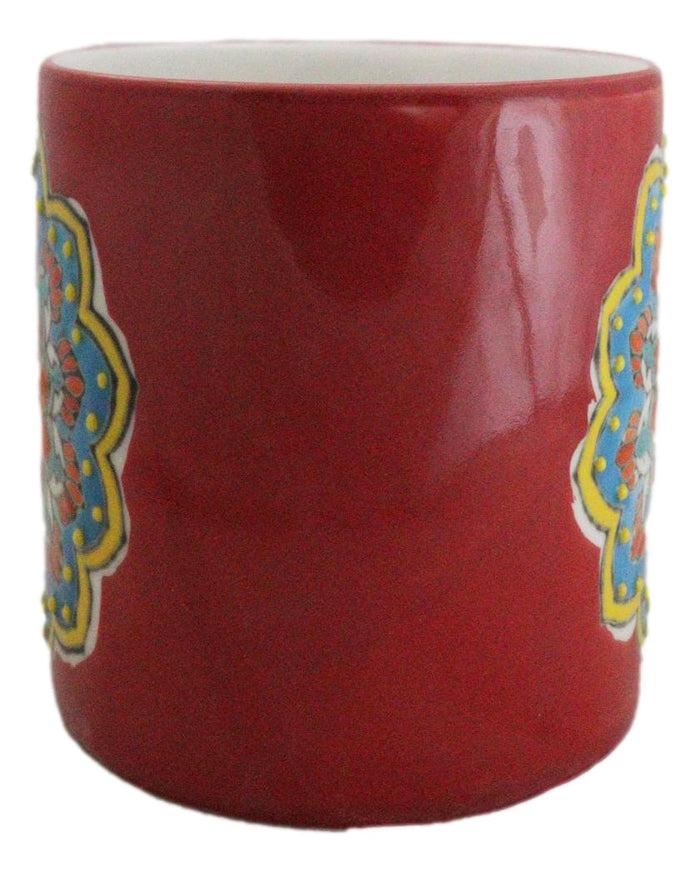 Ebros Gift Red Muladhara Root Chakra Zen Flower Of Life Mandala Circle Ceramic Mug Cup