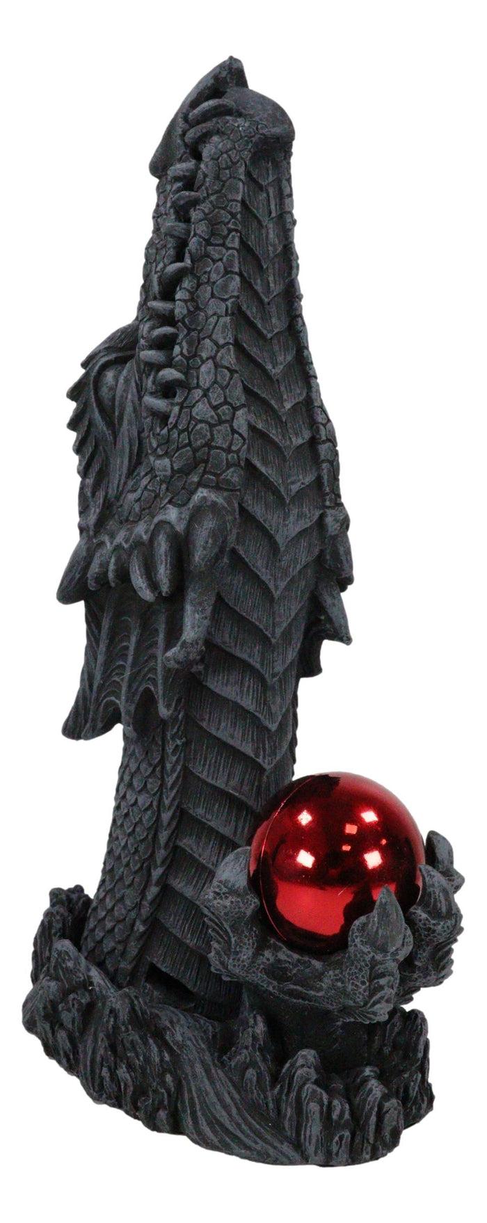 Ebros Gift Red Orb Grendel Dragon Head Emerging From Ground Cone Incense Burner Sculpture