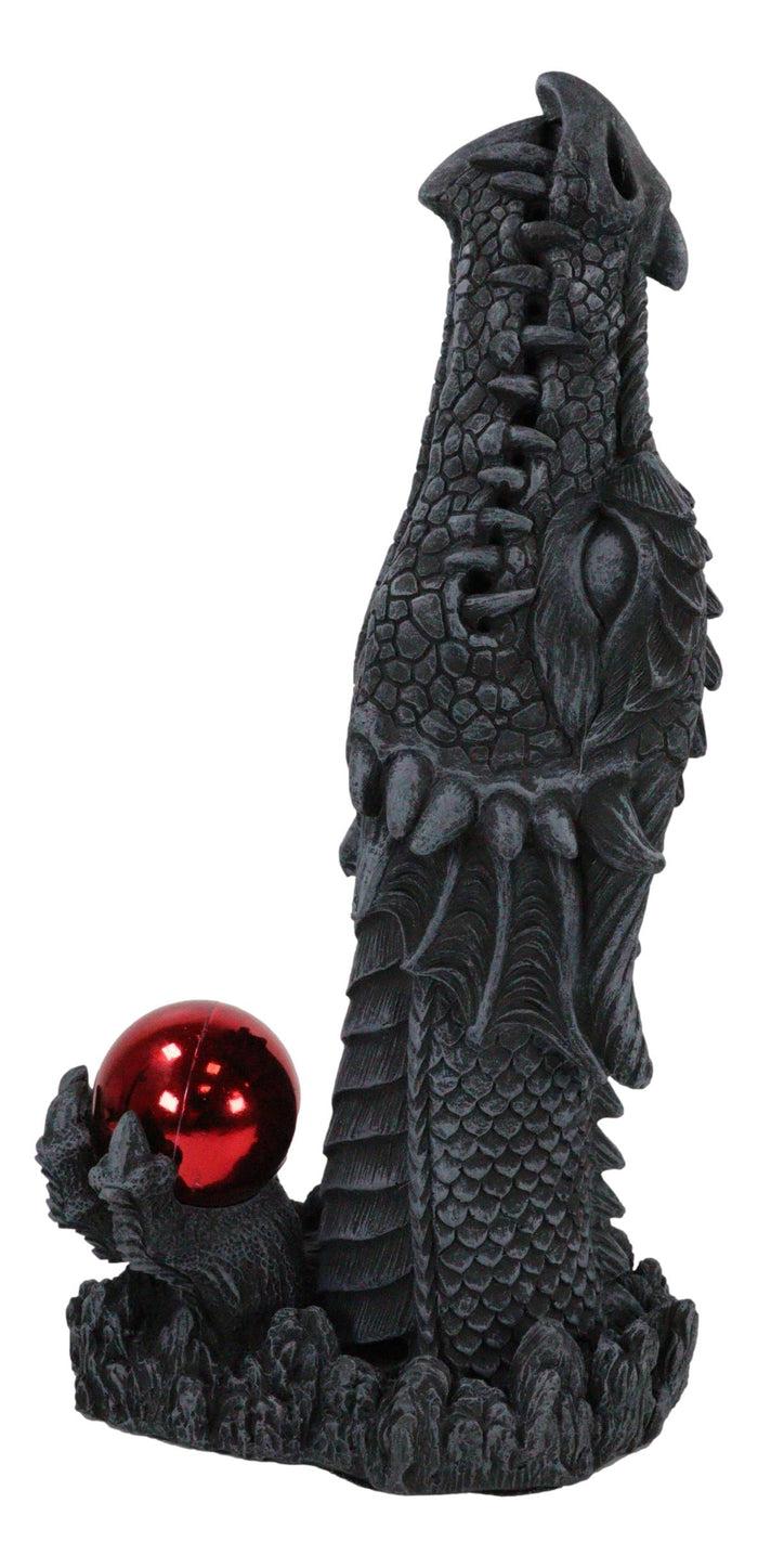 Ebros Gift Red Orb Grendel Dragon Head Emerging From Ground Cone Incense Burner Sculpture