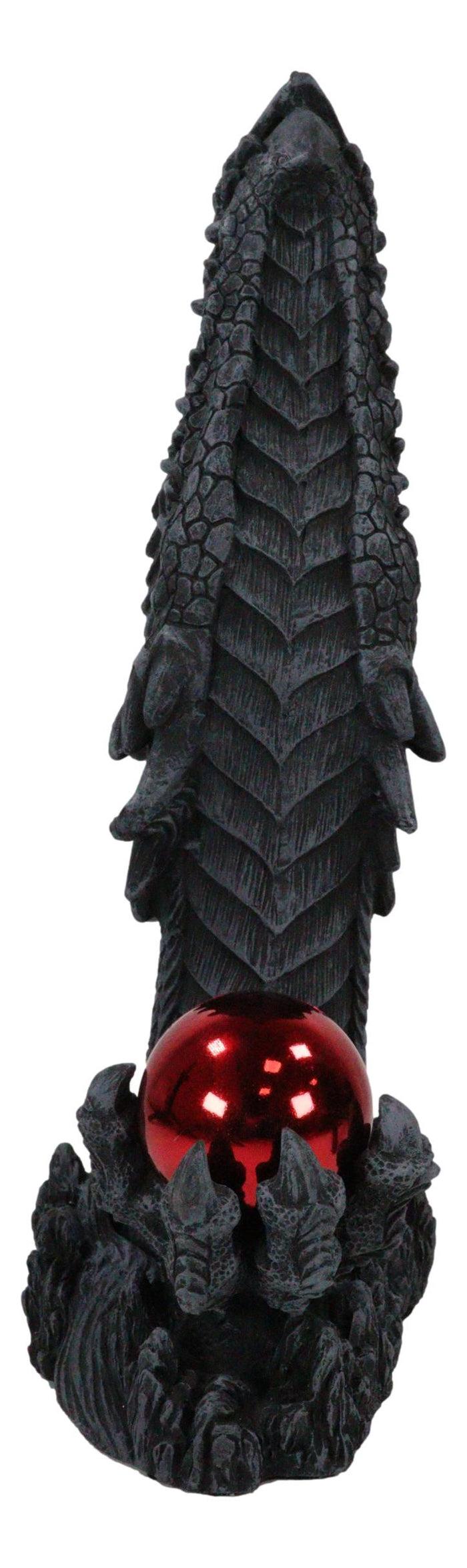 Ebros Gift Red Orb Grendel Dragon Head Emerging From Ground Cone Incense Burner Sculpture