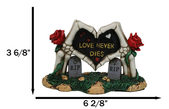 Ebros Gift Red Roses Love Never Dies Skeleton Hand Heart Tombstones Cake Topper Figurine