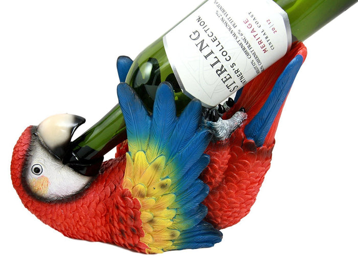 Ebros Gift Red Scarlet Macaw Parrot Wine Bottle And Salt Pepper Shakers Holder Figurine Set