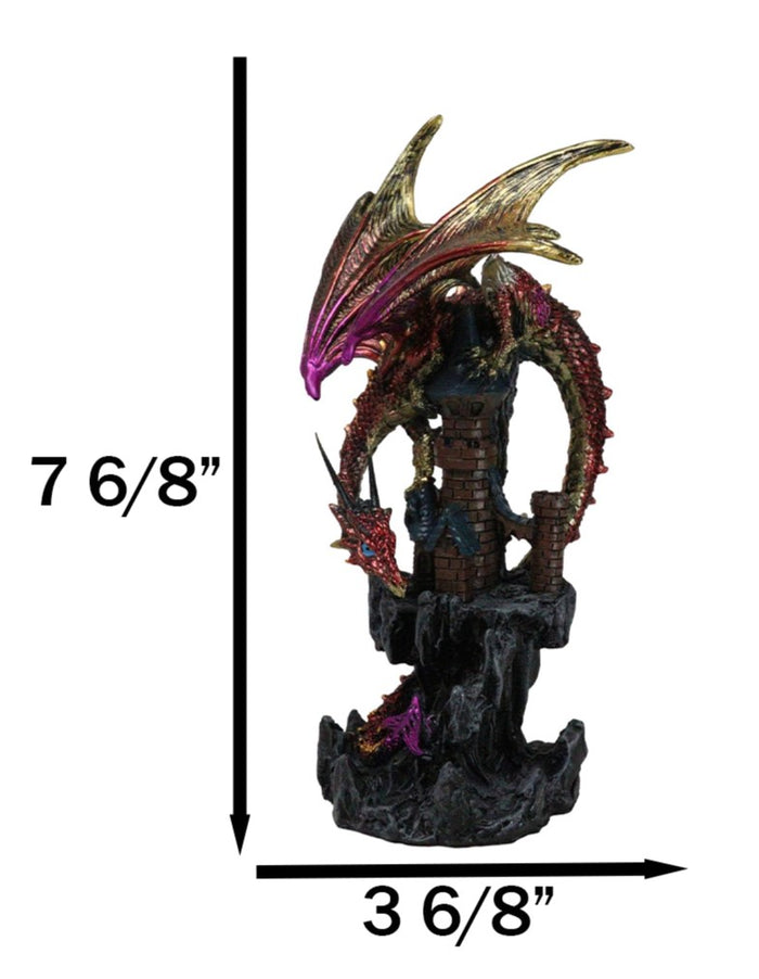 Ebros Gift Red Sentinel Dragon On Rocky Mountain Top Stonewall Castle Home Decor Figurine