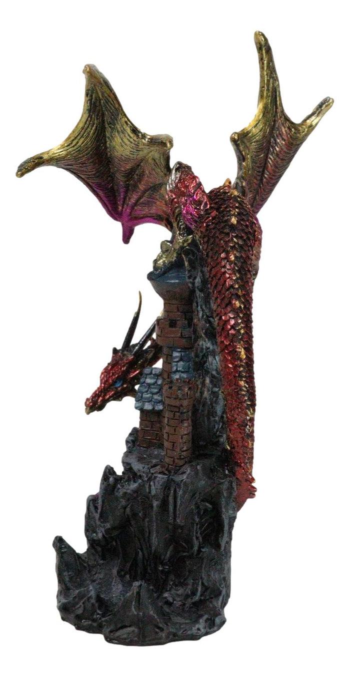 Ebros Gift Red Sentinel Dragon On Rocky Mountain Top Stonewall Castle Home Decor Figurine